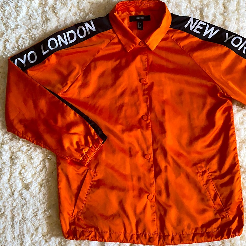 Size L Forever 21 bomber jacket. Royal orange, only been worn few years ago.